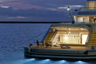 Smeralda Yacht at night - Aft View